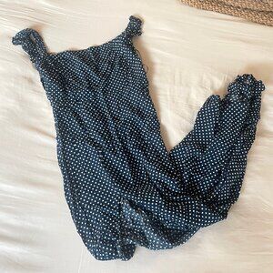 Dream Love Navy Blue Polka Dot Off-the-Shoulder Maxi Dress